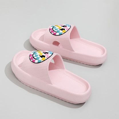 Plusock Rainbow Smiley Thick Sole Slide Slippers - Pink - EU44-45(US10-11) - image 8