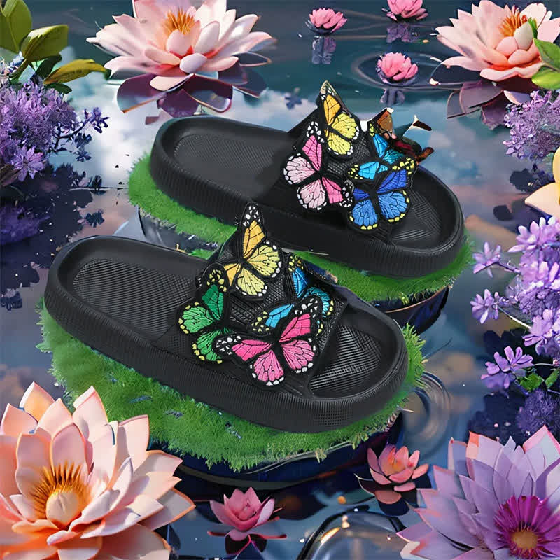 Plusock Colorful Butterfly Cloud Platform Slide Slippers - image 1