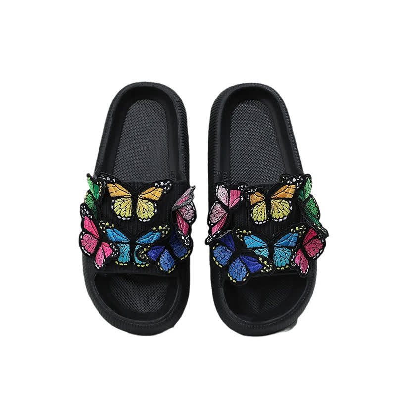 Plusock Colorful Butterfly Cloud Platform Slide Slippers - Black - EU44-45(US10-11) - image 5
