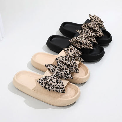Plusock Leopard Bow Cloud Sole Slide Slippers - image 1