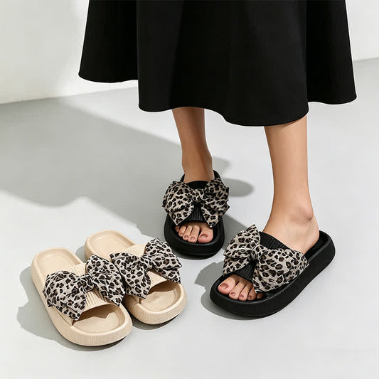 Plusock Leopard Bow Cloud Sole Slide Slippers - image 0