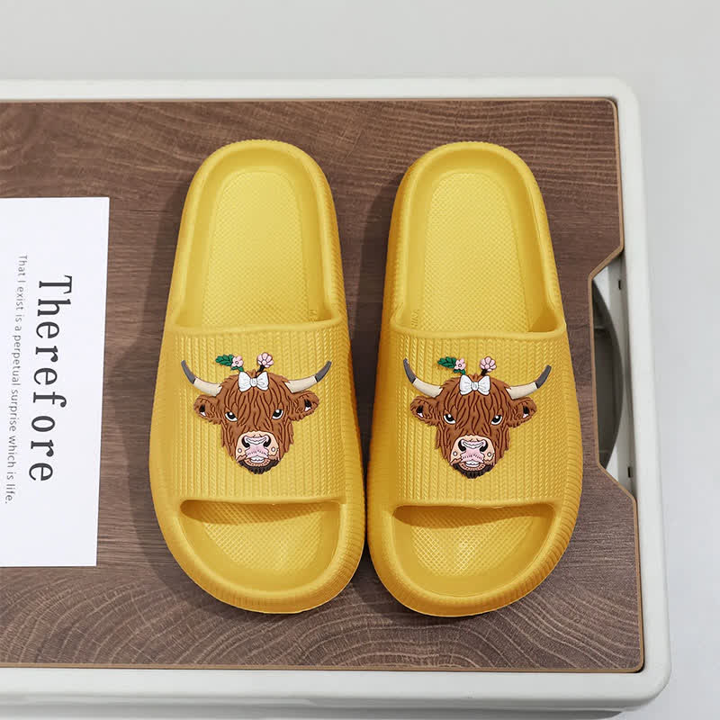 Plusock Highland Cow Cloud Cushion Platform Slippers - Yellow - EU44-45(US10-11) - image 4