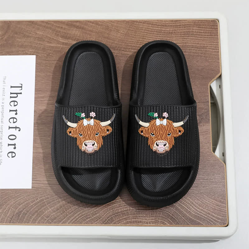 Plusock Highland Cow Cloud Cushion Platform Slippers - Black - EU44-45(US10-11) - image 5