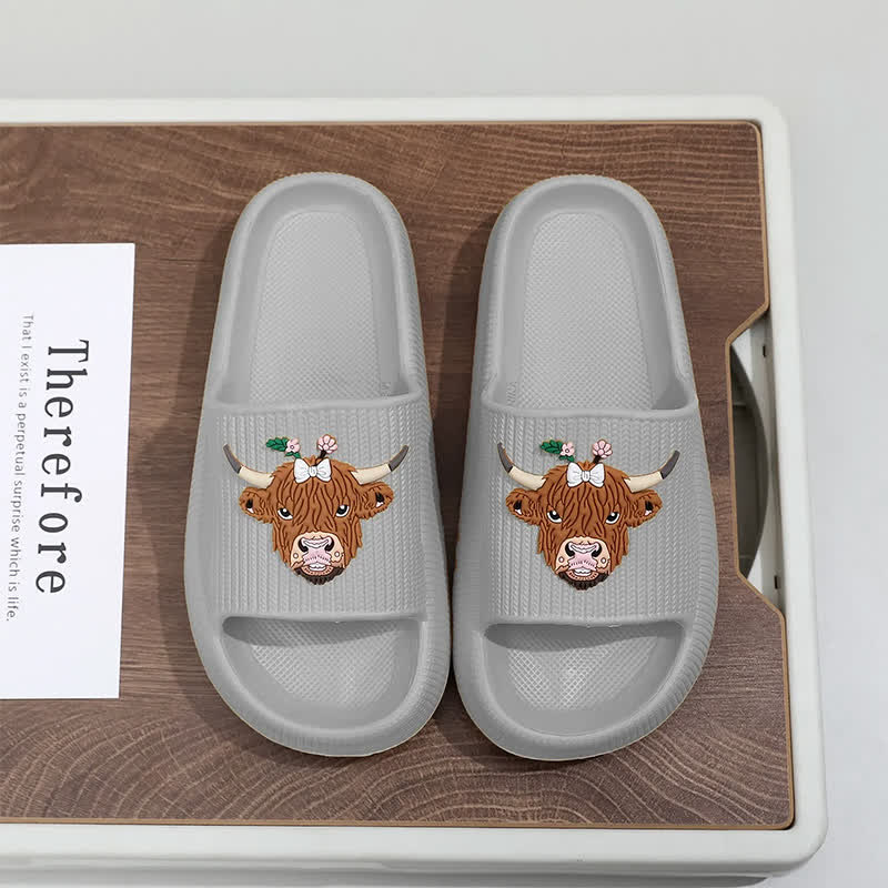 Plusock Highland Cow Cloud Cushion Platform Slippers - Grey - EU44-45(US10-11) - image 13