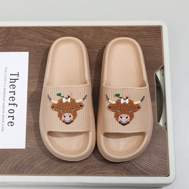 Plusock Highland Cow Cloud Cushion Platform Slippers - Khaki - EU44-45(US10-11) - image 11