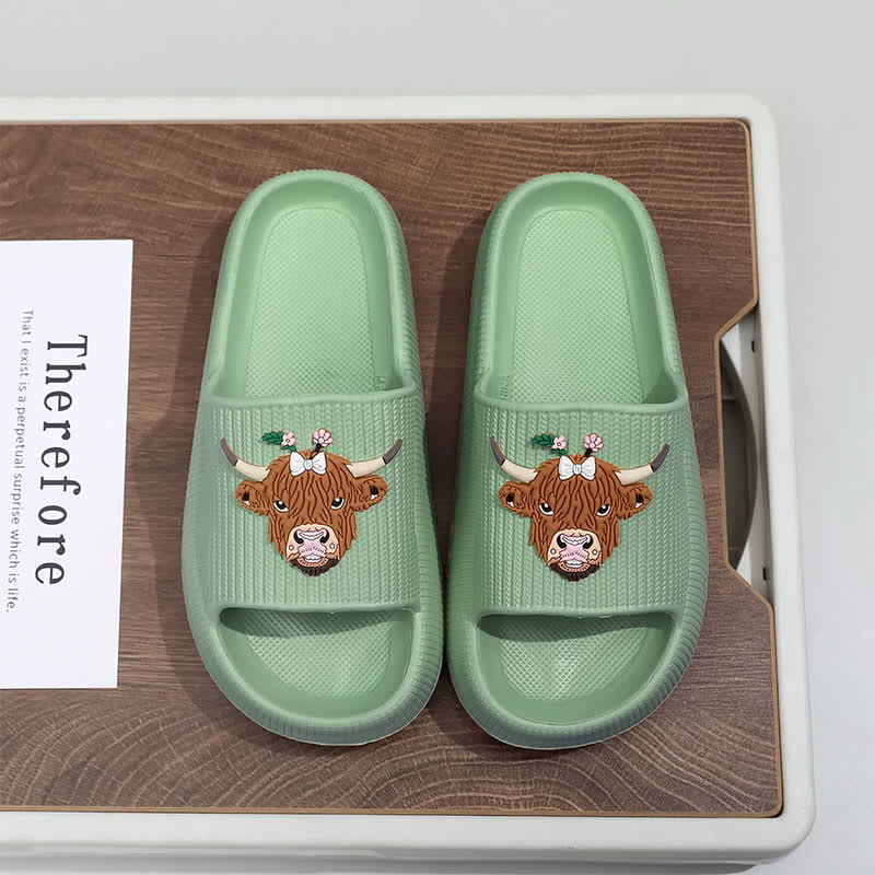 Plusock Highland Cow Cloud Cushion Platform Slippers - Green - EU44-45(US10-11) - image 6