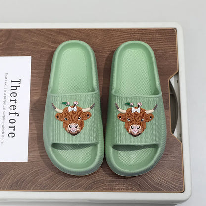 Plusock Highland Cow Cloud Cushion Platform Slippers - Green - EU44-45(US10-11) - image 6