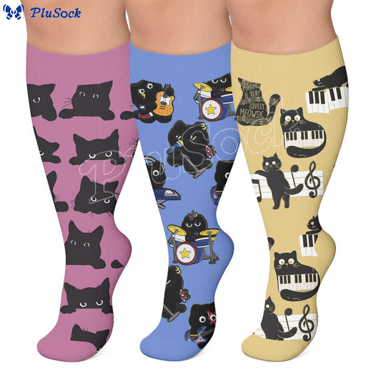 Plusock Plus Size Rock Cat Compression Socks - image 0