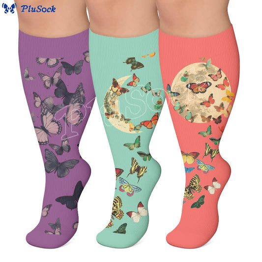 Plusock Plus Size Casual Butterfly Compression Socks - image 0