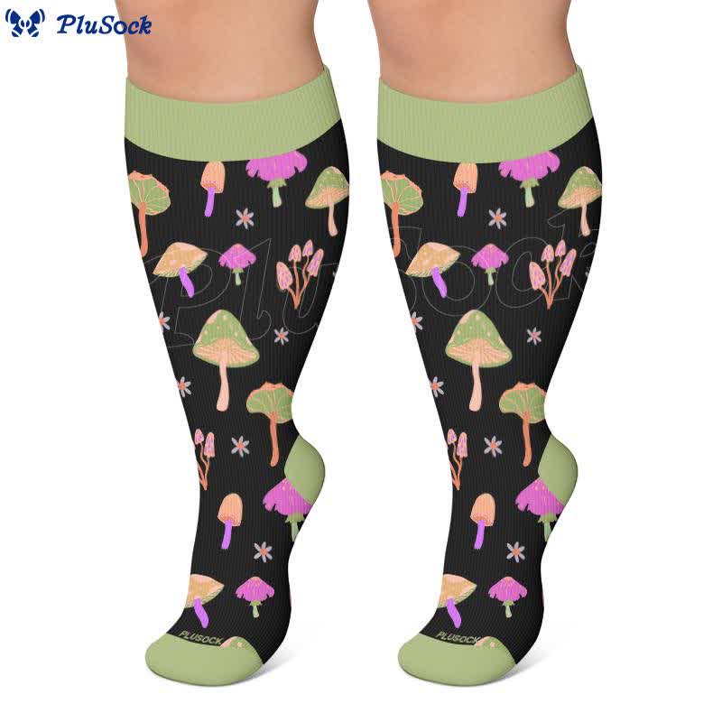 Plusock Plus Size Mushroom Print Compression Socks - image 2