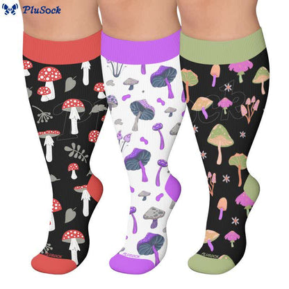 Plusock Plus Size Mushroom Print Compression Socks - image 0