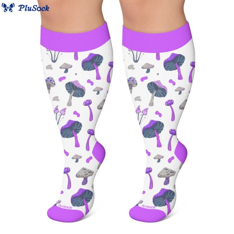 Plusock Plus Size Mushroom Print Compression Socks - image 4
