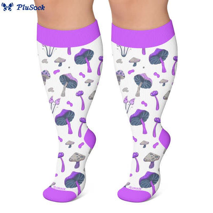 Plusock Plus Size Mushroom Print Compression Socks - image 4