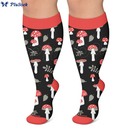 Plusock Plus Size Mushroom Print Compression Socks - image 3