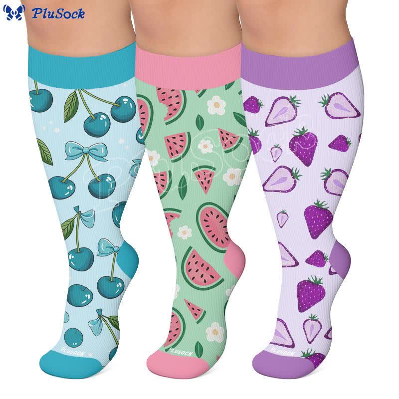 Plusock Plus Size Watermelon Strawberry Compression Socks - image 0