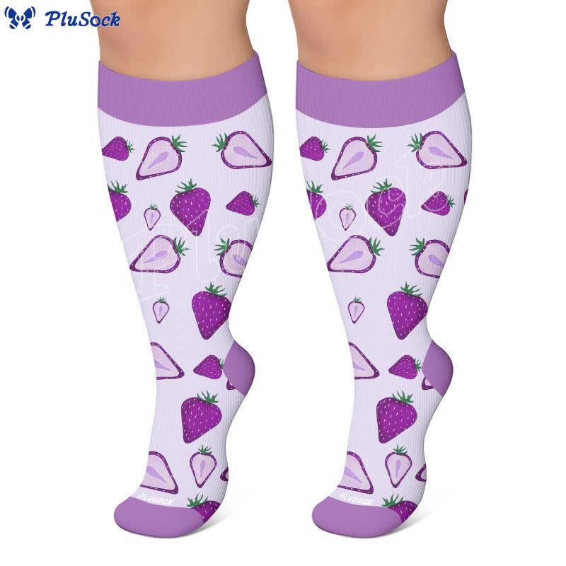 Plusock Plus Size Watermelon Strawberry Compression Socks - image 3