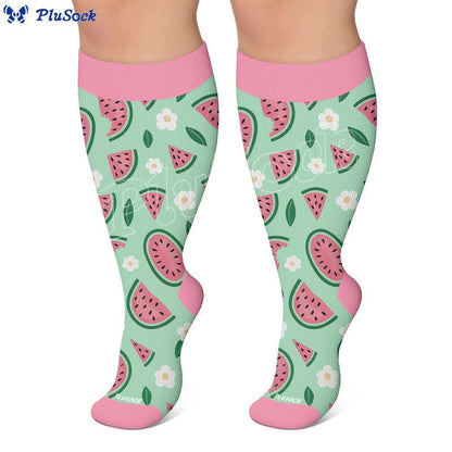 Plusock Plus Size Watermelon Strawberry Compression Socks - image 2