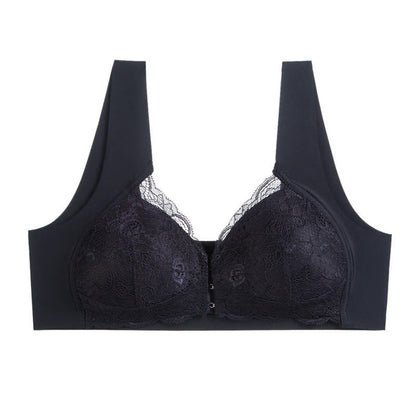 Plusock Front Closure Wireless Bra - Black - 5XL - image 10