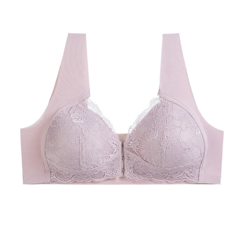 Plusock Front Closure Wireless Bra - Purple - 5XL - image 12