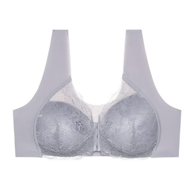 Plusock Front Closure Wireless Bra - Grey - 5XL - image 13