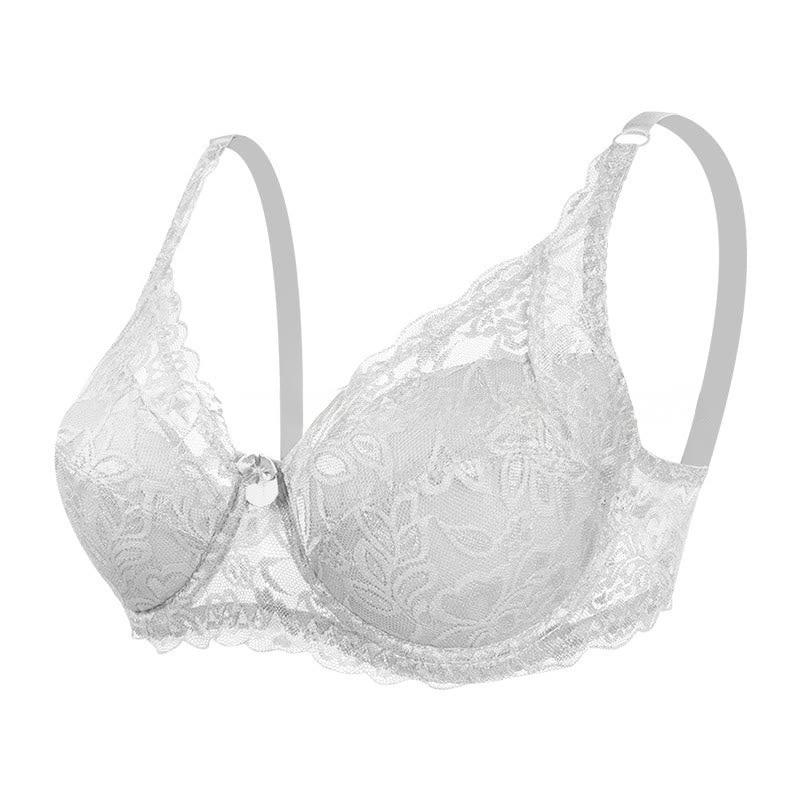 Plusock Elegant Lace Underwire Bra - White - 42 - D - image 10