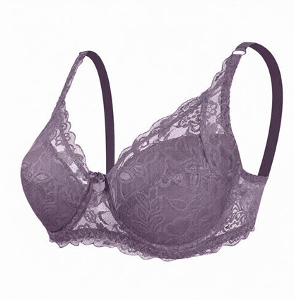 Plusock Elegant Lace Underwire Bra - Purple - 42 - D - image 11