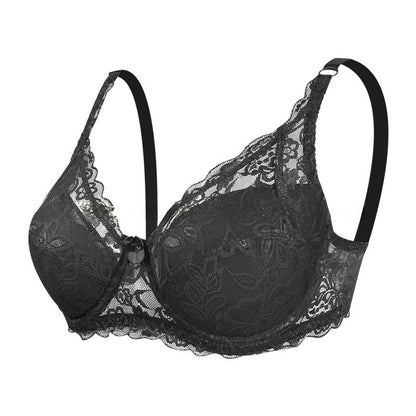 Plusock Elegant Lace Underwire Bra - Black - 42 - D - image 12