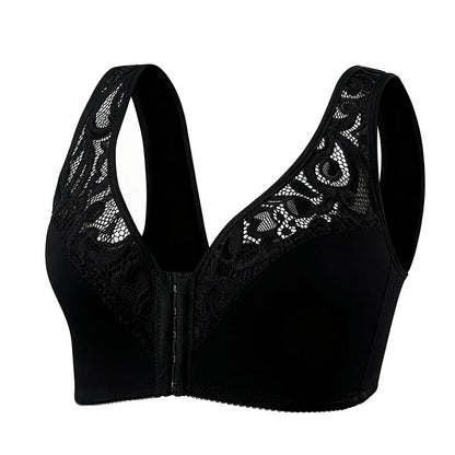 Plusock Lace Front Closure Wireless Bra - Black - 4XL - image 19