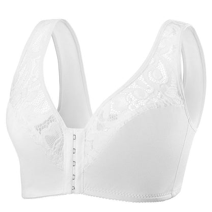 Plusock Lace Front Closure Wireless Bra - White - 4XL - image 17