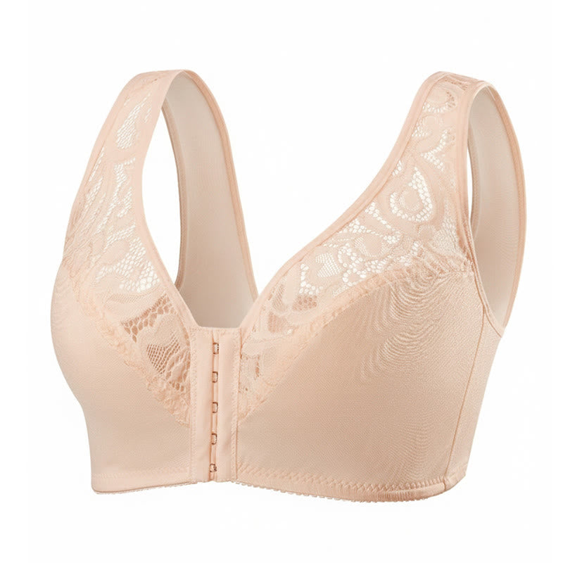 Plusock Lace Front Closure Wireless Bra - Nude - 4XL - image 20