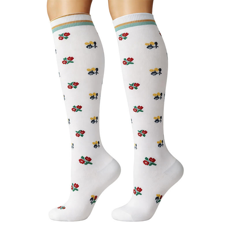 Plusock small flower Compression Socks(6 Pairs) - image 1