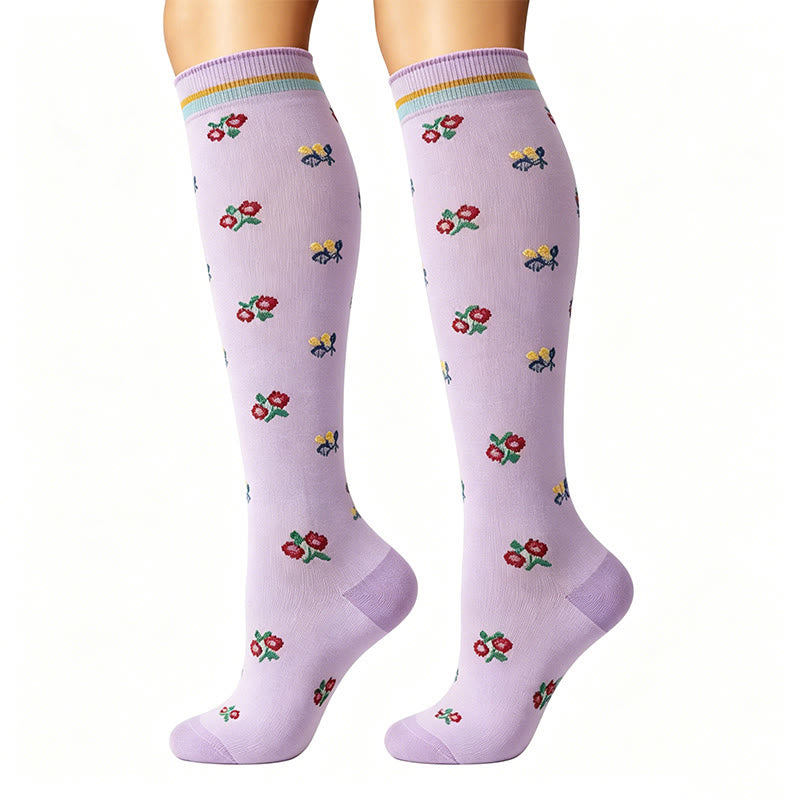Plusock small flower Compression Socks(6 Pairs) - image 4