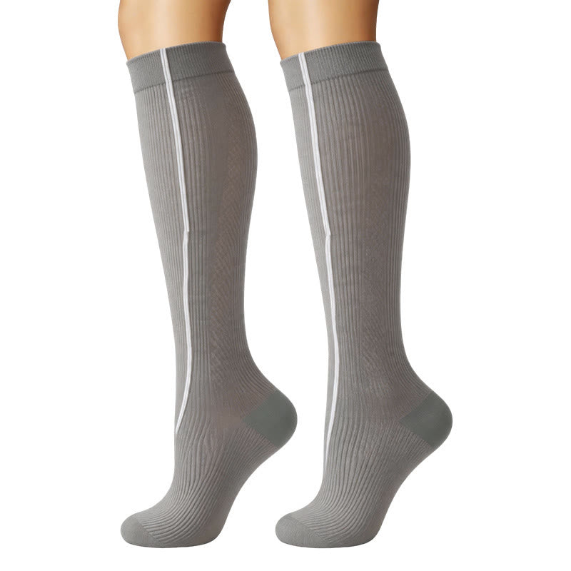 Plusock Ribbed Pastel Compression Socks(6 Pairs) - image 1