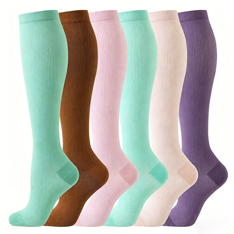 Plusock Pastel Colorblock Compression Socks(6 Pairs) - Multicolor - S/M - image 7