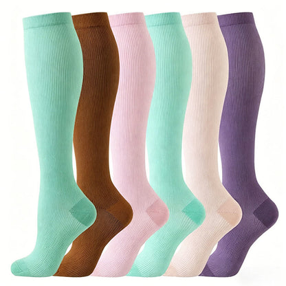 Plusock Pastel Colorblock Compression Socks(6 Pairs) - Multicolor - S/M - image 7