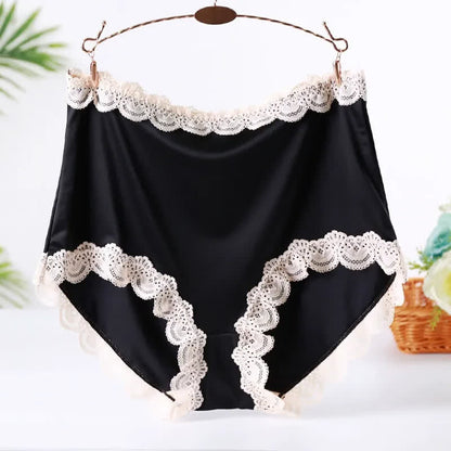 Plusock Satin Lace High Waist Panty(2 Packs) - Black - XXL - image 1