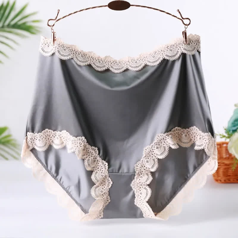 Plusock Satin Lace High Waist Panty(2 Packs) - Green - XXL - image 2