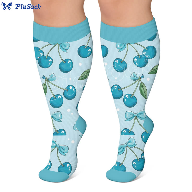 Plusock Plus Size Fun Summer Fruits Compression Socks - image 3