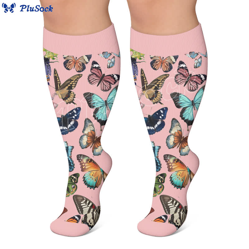 Plusock Plus Size Butterfly Garden Compression Socks - image 2