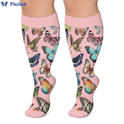 Plusock Plus Size Butterfly Garden Compression Socks - image 2