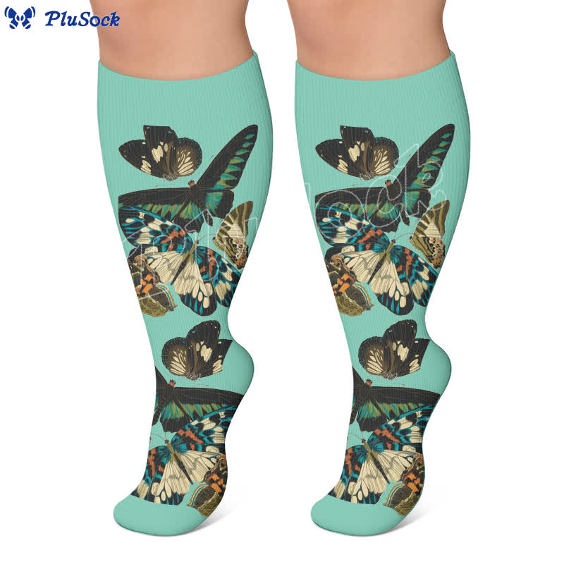 Plusock Plus Size Butterfly Garden Compression Socks - image 4