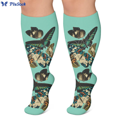 Plusock Plus Size Butterfly Garden Compression Socks - image 4