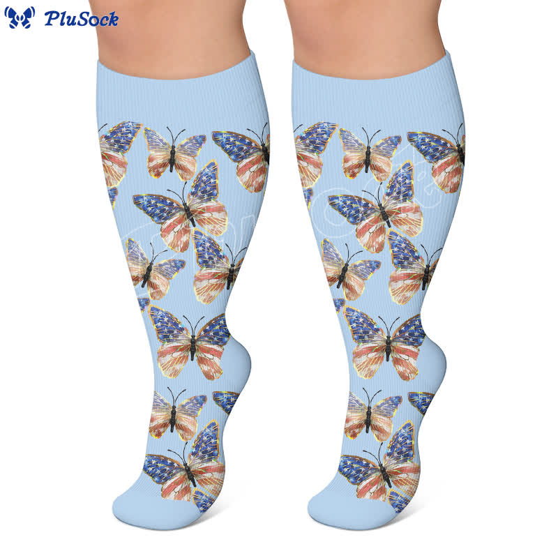 Plusock Plus Size Butterfly Garden Compression Socks - image 3