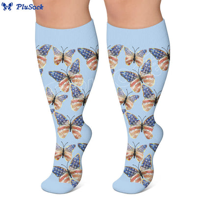 Plusock Plus Size Butterfly Garden Compression Socks - image 3
