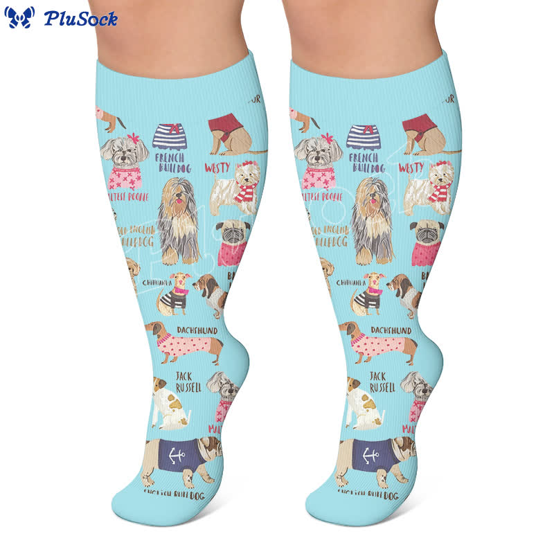 Plusock Plus Size Scrawled Dog Compression Socks - image 4