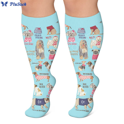 Plusock Plus Size Scrawled Dog Compression Socks - image 4