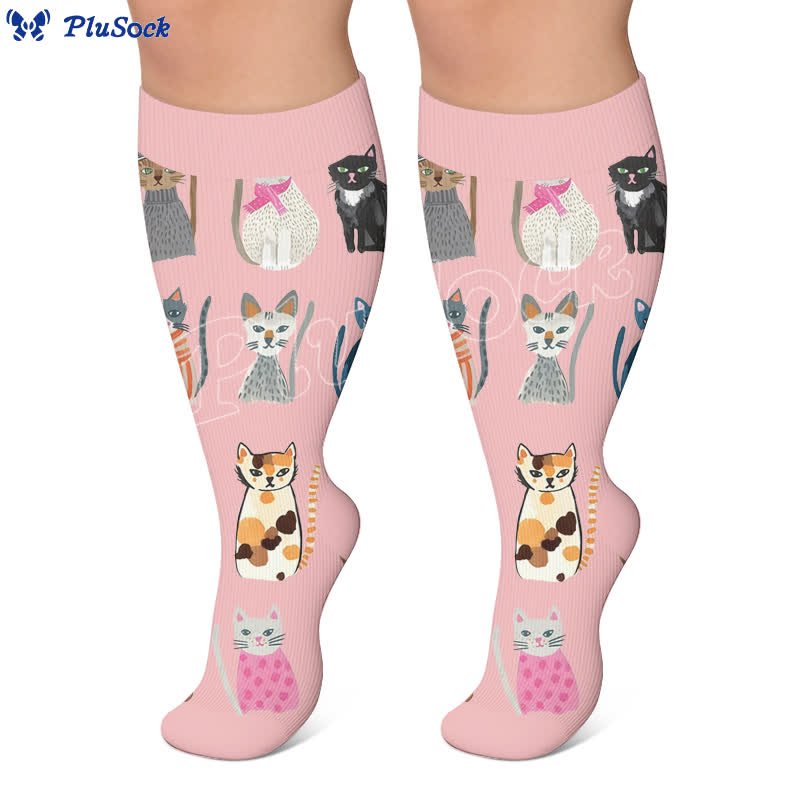 Plusock Plus Size Scrawled Dog Compression Socks - image 3
