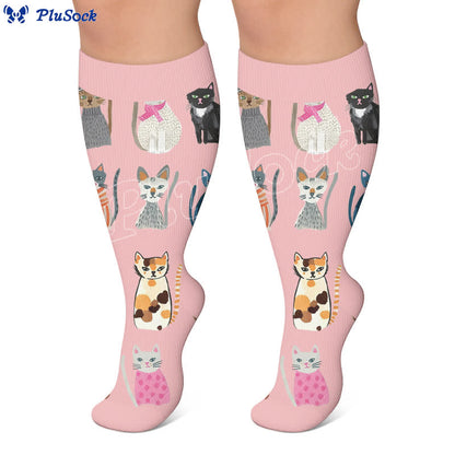 Plusock Plus Size Scrawled Dog Compression Socks - image 3