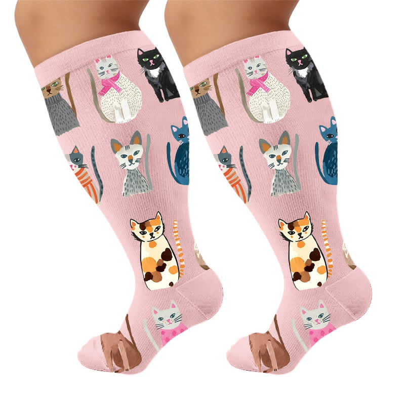 Plusock Plus Size Scrawled Dog Compression Socks - Pink(1 Pair) - 4XL - image 6