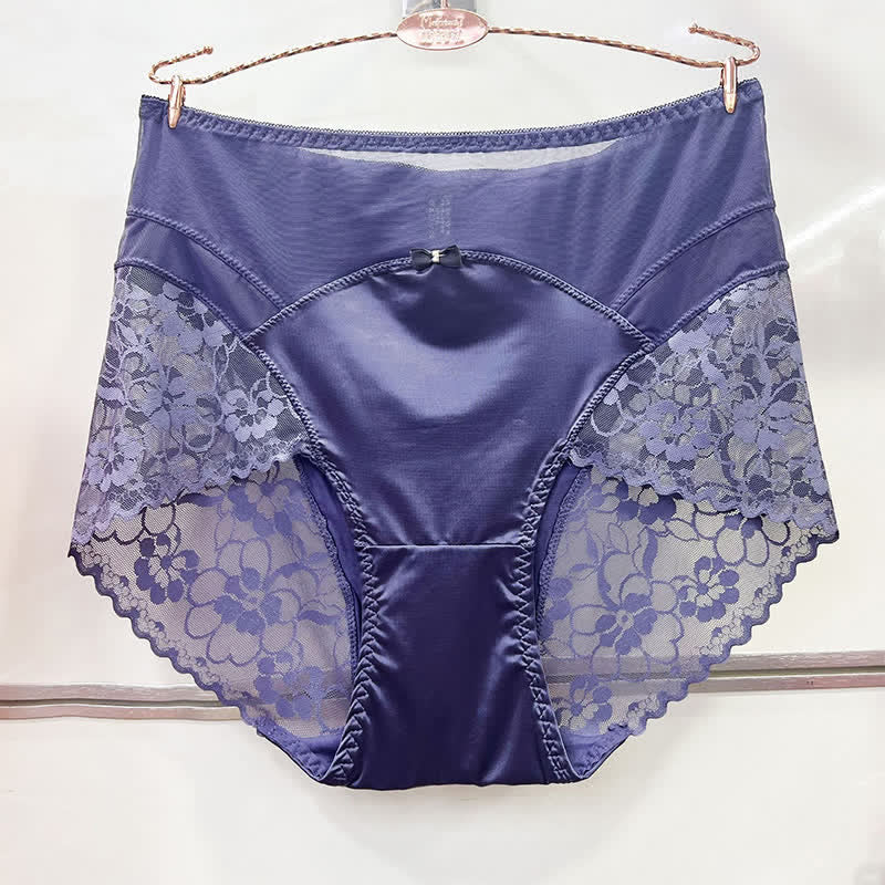 Plusock Satin Lace High Waist Panty(2 Packs) - Purple - XXXL - image 5